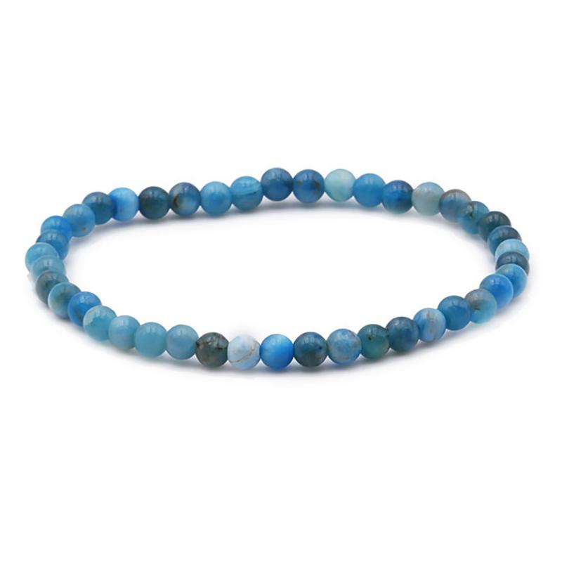 Bracelet apatite bleue Madagascar AA (boules 3 - 4mm) - La Boite à Cailloux
