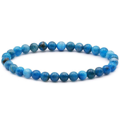 Bracelet apatite bleue Madagascar AA (boules 5 - 6mm) - La Boite à Cailloux