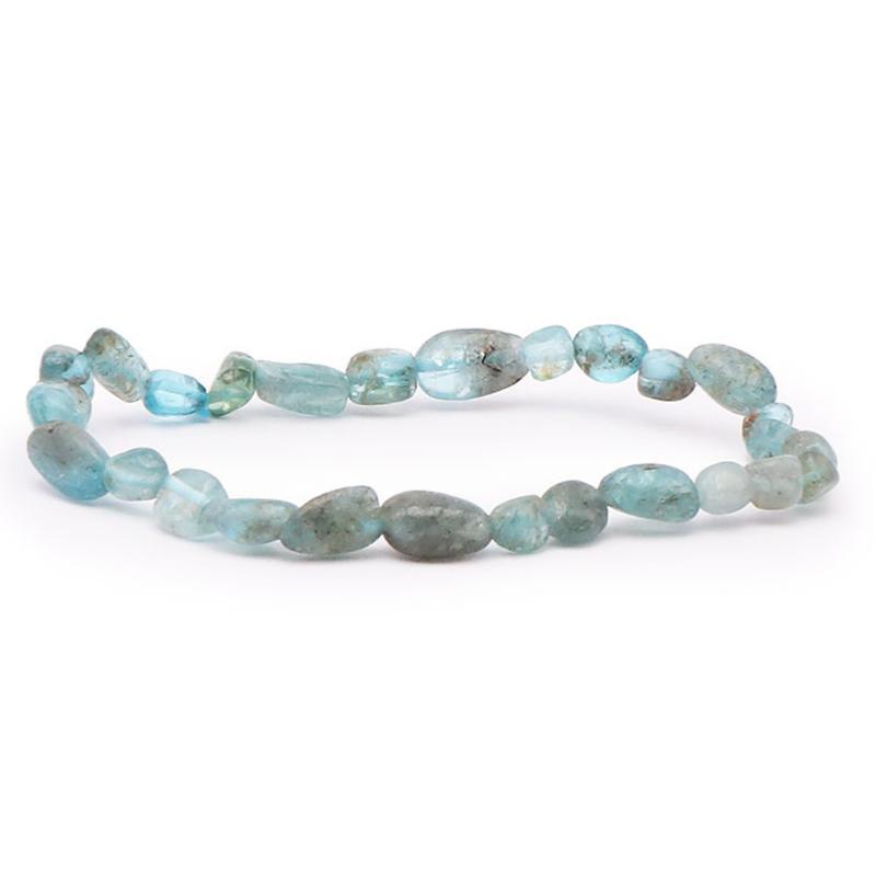 Bracelet apatite bleue Madagascar AA+ (grains 5 - 7mm) - La Boite à Cailloux