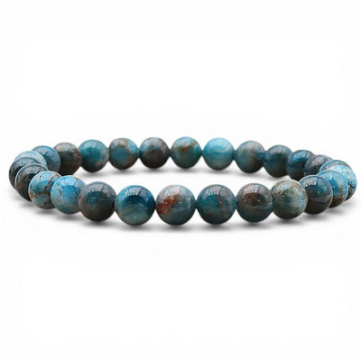 Bracelet apatite bleue Madagascar AB (boules 7-8mm) - Taille L