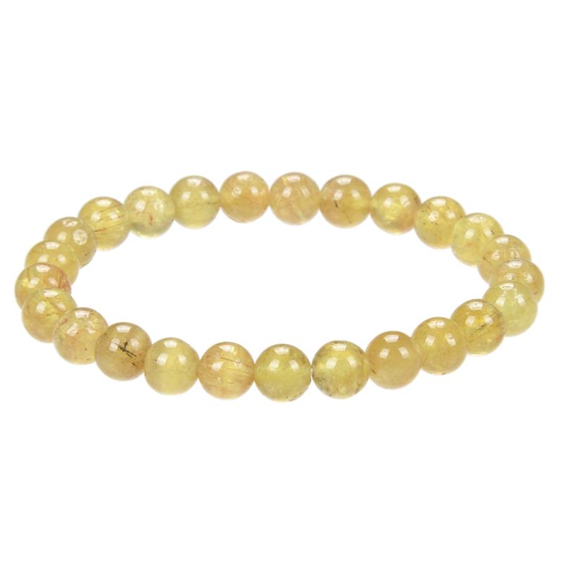 Bracelet apatite jaune Madagascar A (boules 7 - 8mm) - La Boite à Cailloux