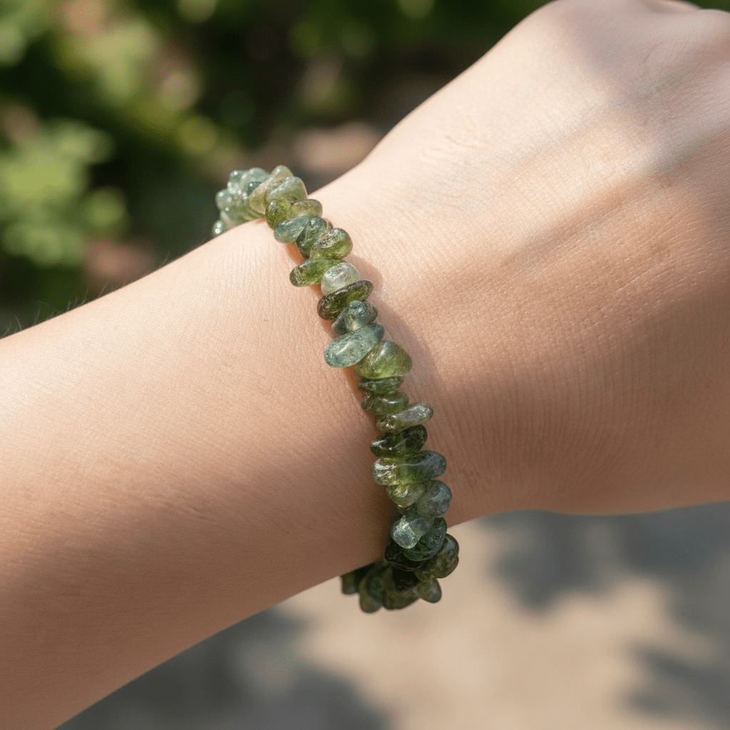 Bracelet apatite verte Madagascar A (perles baroques) - La Boite à Cailloux