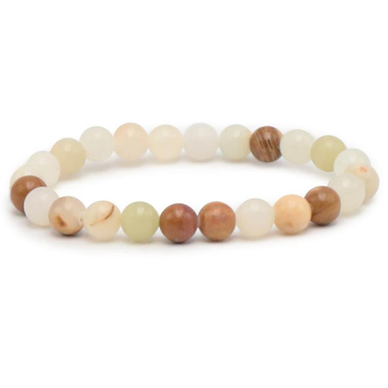 Bracelet aragonite Pérou A (boules 7 - 8mm) - La Boite à Cailloux