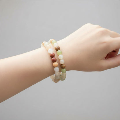Bracelet aragonite Pérou A (boules 7-8mm) - La Boite à Cailloux