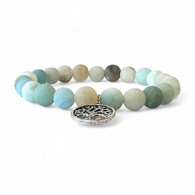 Tree of life frosted amazonite bracelet A (7-8mm balls)