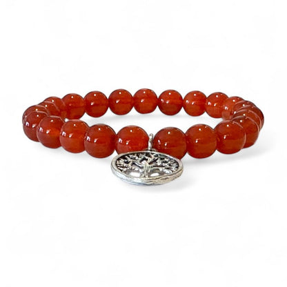 Bracelet arbre de vie cornaline chauffée A (boules 7 - 8mm) - La Boite à Cailloux
