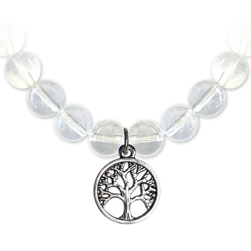 Bracelet arbre de vie cristal de roche A (boules 7 - 8mm) - La Boite à Cailloux