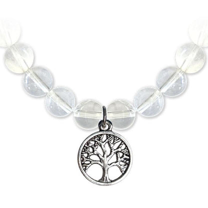 Bracelet arbre de vie cristal de roche A (boules 7 - 8mm) - La Boite à Cailloux