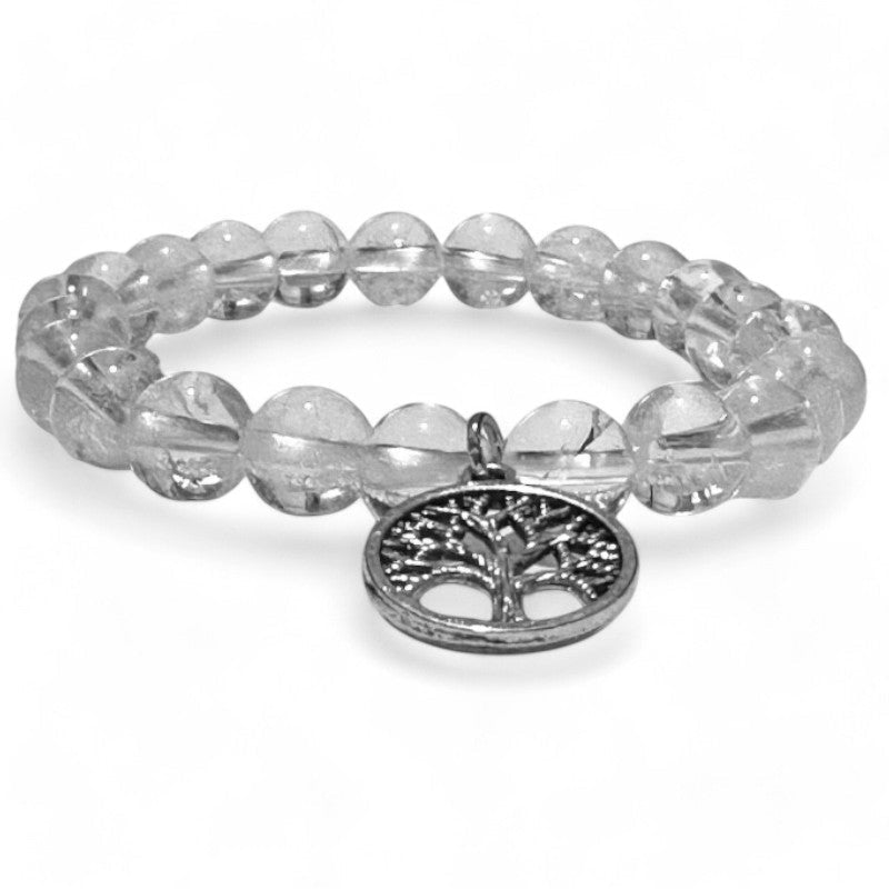Bracelet arbre de vie cristal de roche A (boules 7 - 8mm) - La Boite à Cailloux