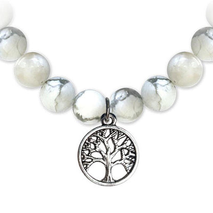 Bracelet arbre de vie howlite A (boules 7 - 8mm) - La Boite à Cailloux