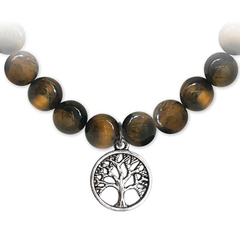Bracelet arbre de vie oeil de tigre A (boules 7 - 8mm) - La Boite à Cailloux