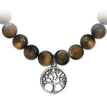 Bracelet arbre de vie oeil de tigre A (boules 7 - 8mm) - La Boite à Cailloux