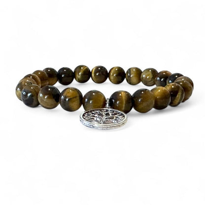 Bracelet arbre de vie oeil de tigre A (boules 7 - 8mm) - La Boite à Cailloux