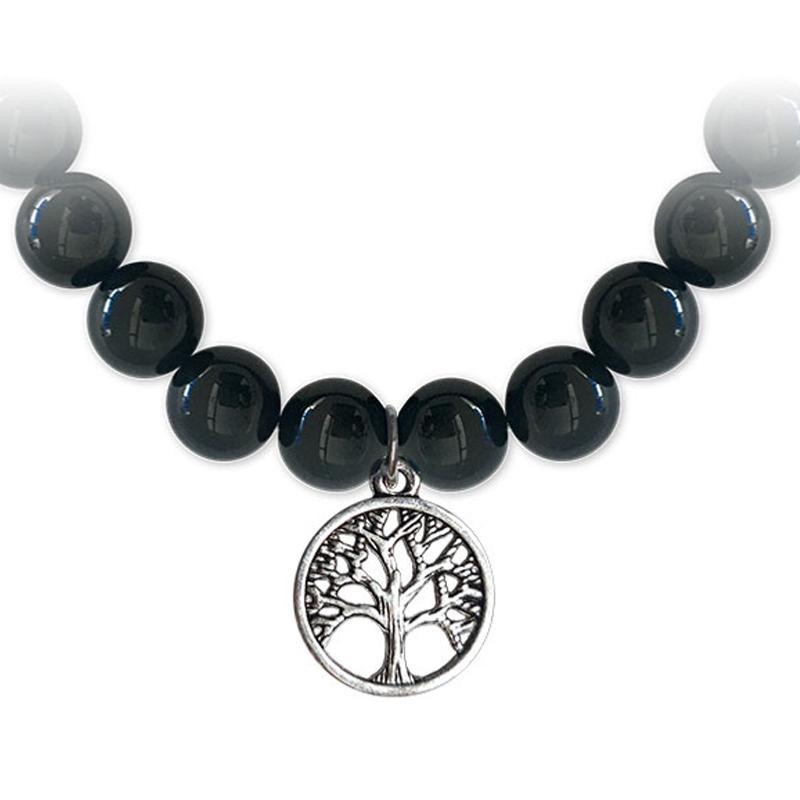 Bracelet arbre de vie onyx A (boules 7 - 8mm) - La Boite à Cailloux