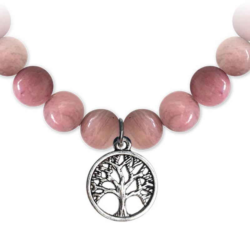 Bracelet arbre de vie rhodonite Australie A (boules 7 - 8mm) - La Boite à Cailloux