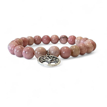 Bracelet arbre de vie rhodonite Australie A (boules 7 - 8mm) - La Boite à Cailloux