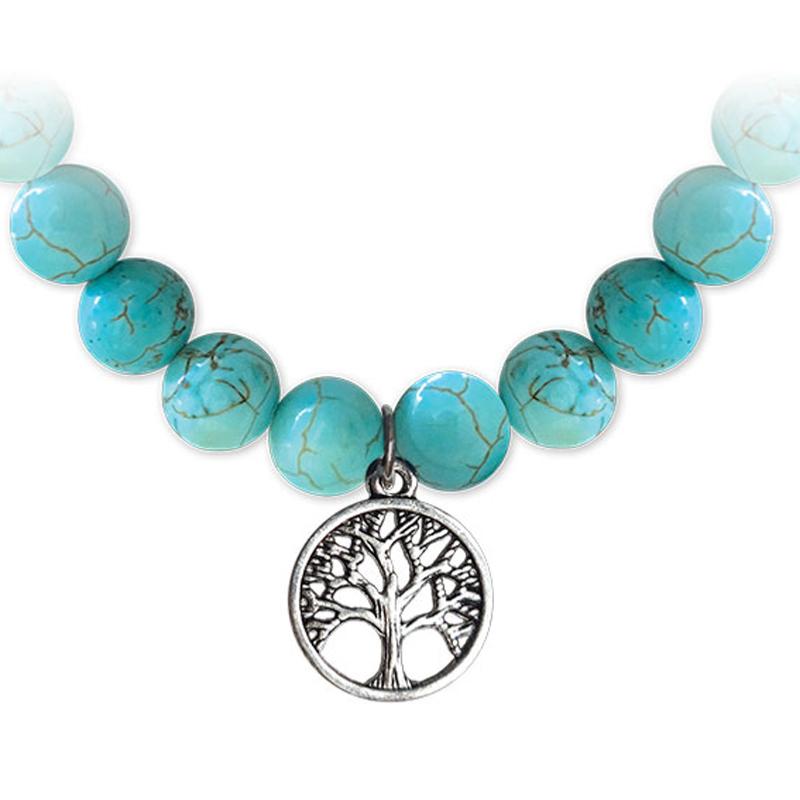 Bracelet arbre de vie turquenite A (boules 7 - 8mm) - La Boite à Cailloux