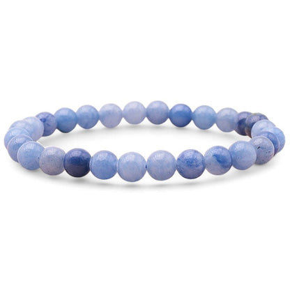 Bracelet aventurine bleue ou quartz bleu Brésil A (boules 5 - 6mm) - La Boite à Cailloux