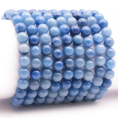 Pulsera de aventurina azul o cuarzo azul de Brasil (cuentas de 7-8 mm)