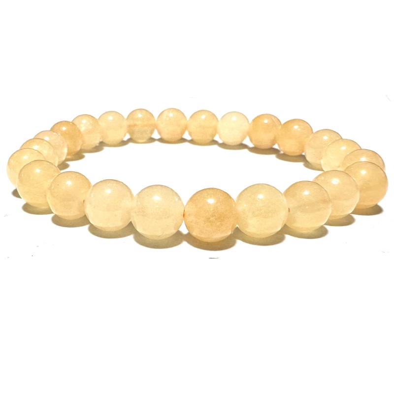 Bracelet aventurine jaune Brésil A (boules 7 - 8mm) - La Boite à Cailloux