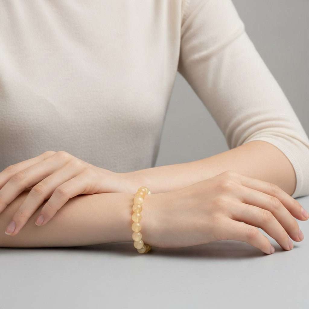 Bracelet aventurine jaune Brésil A (boules 7-8mm) - La Boite à Cailloux