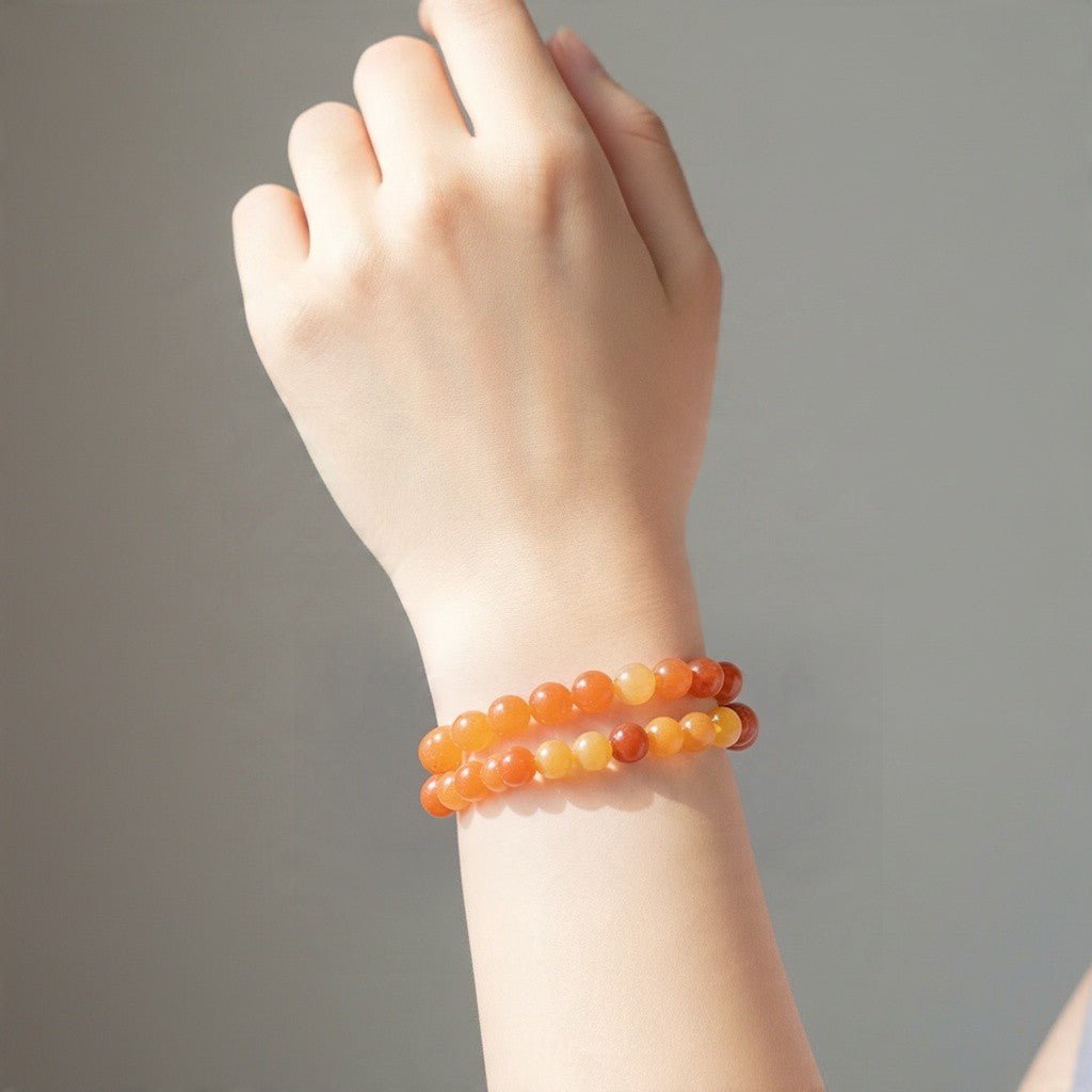 Bracelet aventurine orange Brésil A+ (boules 7-8mm) - La Boite à Cailloux