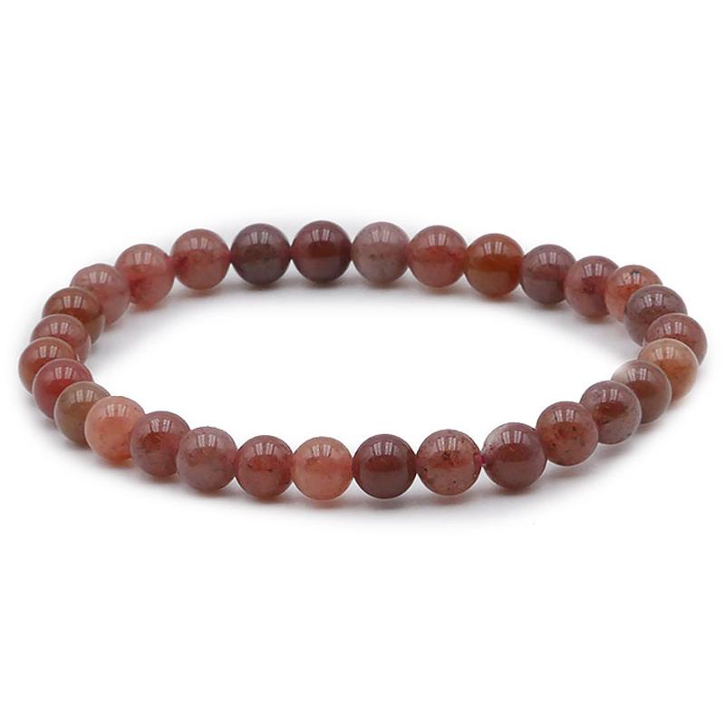 Bracelet aventurine rouge Brésil A (boules 5 - 6mm) - La Boite à Cailloux