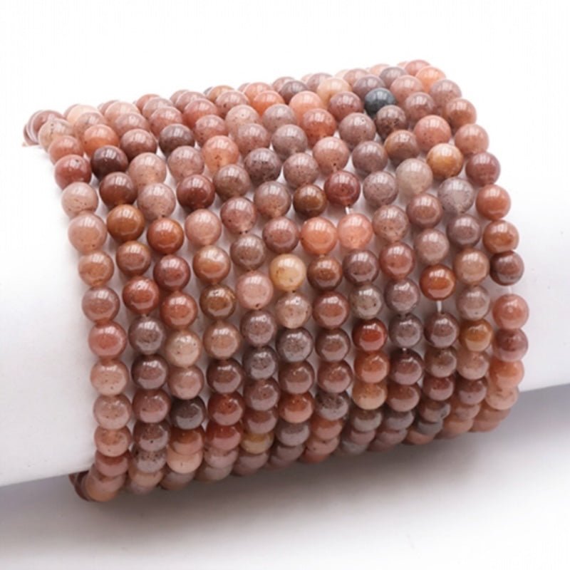 Bracelet aventurine rouge Brésil A (boules 5 - 6mm) - La Boite à Cailloux