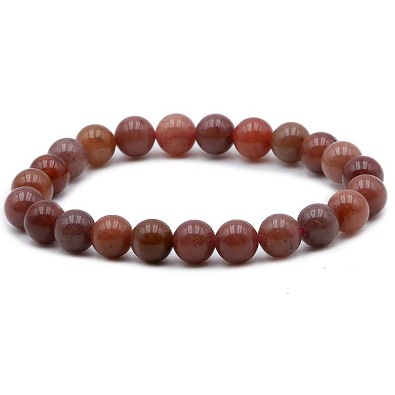 Bracelet aventurine rouge Brésil AB (boules 7 - 8mm) - La Boite à Cailloux