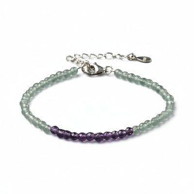 Bracelet green aventurine amethyst faceted beads silver 925