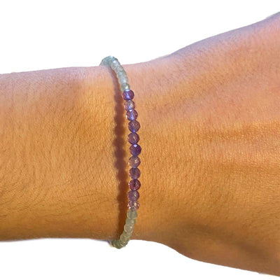 Bracelet green aventurine amethyst faceted beads silver 925