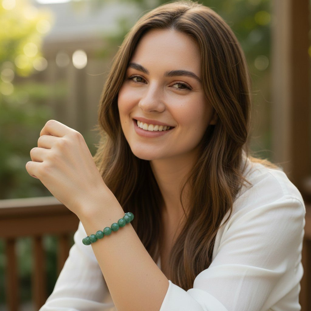 Bracelet aventurine verte Brésil A (boules 10mm) - La Boite à Cailloux