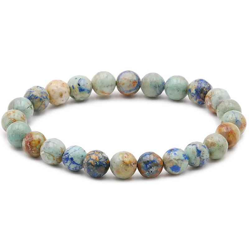 Bracelet azurite - malachite naturelle Mexique AB (boules 10mm) - La Boite à Cailloux