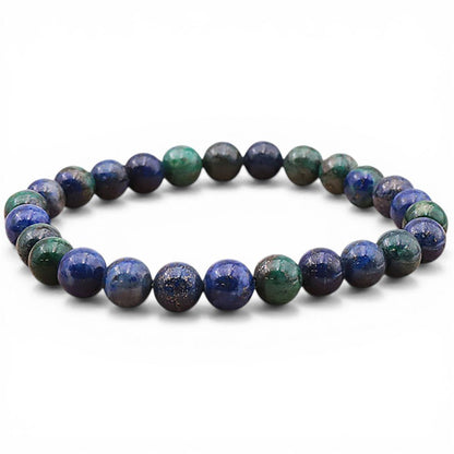 Bracelet azurite malachite stabilisée Pérou A (boules 7 - 8mm) - Taille L - La Boite à Cailloux