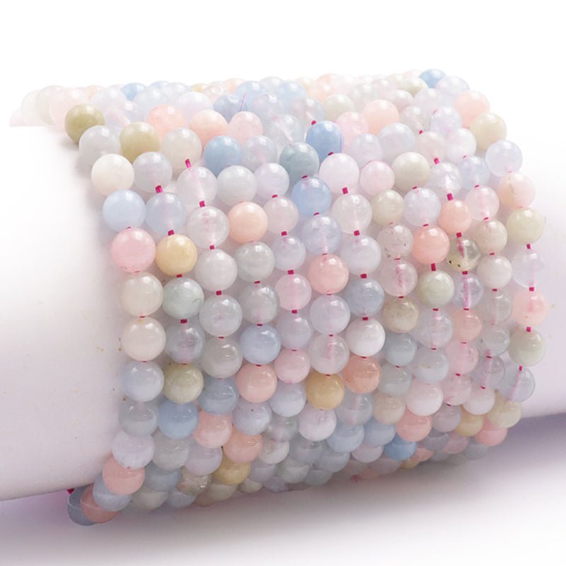 Bracelet béryls multicolores Brésil A+ boules 5 - 6mm - La Boite à Cailloux