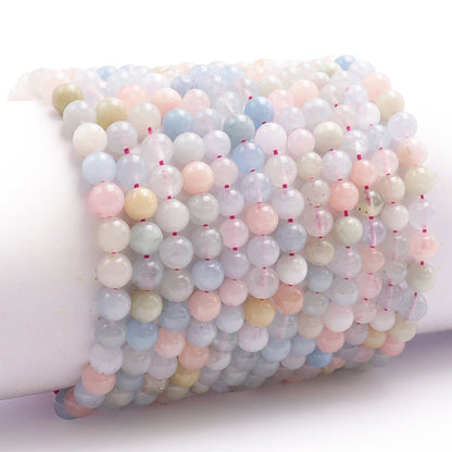 Bracelet béryls multicolores Brésil A+ boules 5 - 6mm - La Boite à Cailloux
