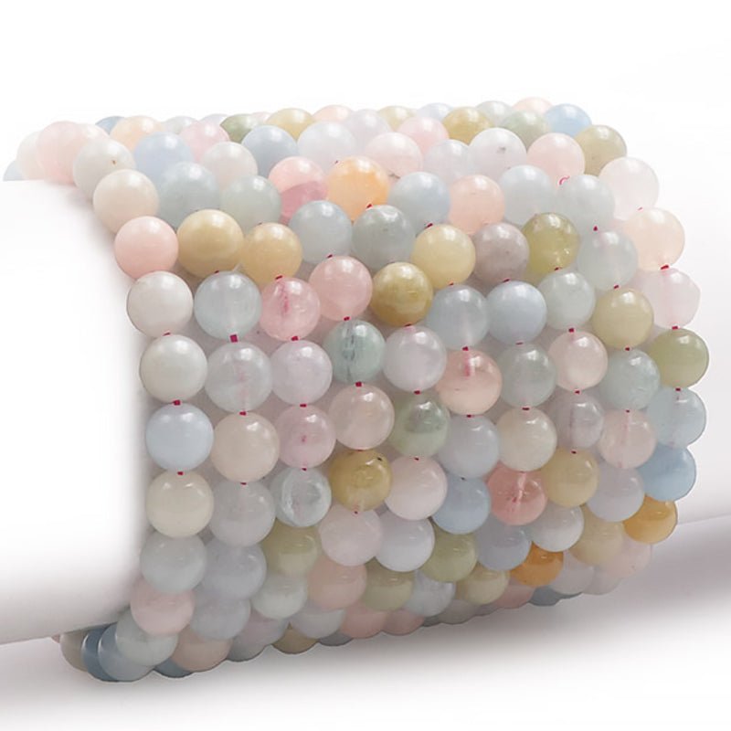 Bracelet béryls multicolores Brésil A+ boules 7 - 8mm - La Boite à Cailloux