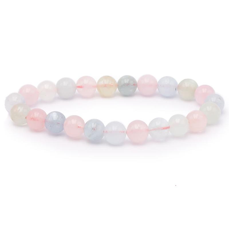 Bracelet béryls multicolores Brésil A+ boules 7 - 8mm - La Boite à Cailloux