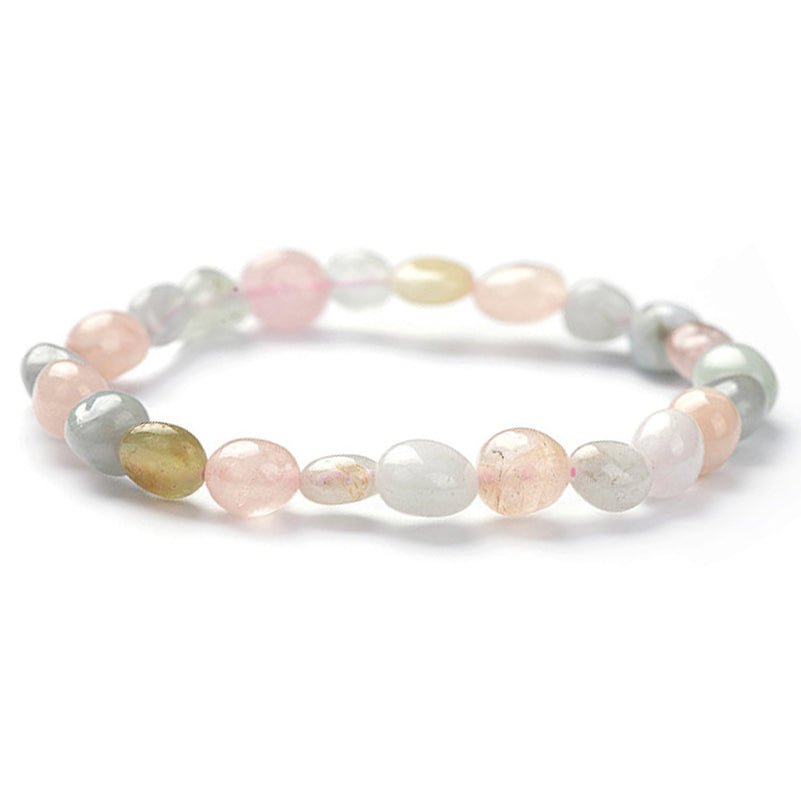 Bracelet béryls multicolores Brésil A (grains 5 - 7mm) - La Boite à Cailloux