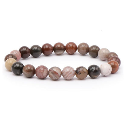 Bracelet bois fossilisé Etats - Unis A (boules 7 - 8mm) - La Boite à Cailloux