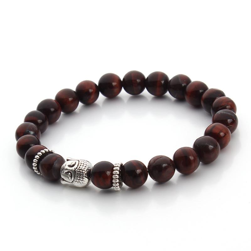 Bracelet Bouddha oeil de taureau Afrique du Sud À (boules 8mm) - La Boite à Cailloux
