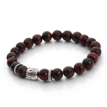 Bracelet Bouddha oeil de taureau Afrique du Sud À (boules 8mm) - La Boite à Cailloux