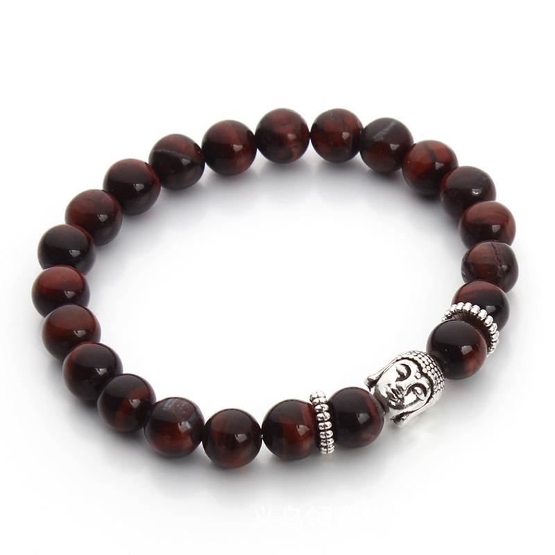 Bracelet Bouddha oeil de taureau Afrique du Sud À (boules 8mm) - La Boite à Cailloux