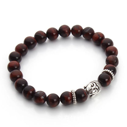 Bracelet Bouddha oeil de taureau Afrique du Sud À (boules 8mm) - La Boite à Cailloux