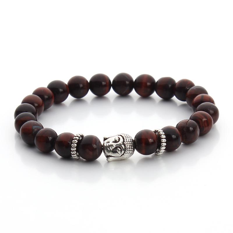 Bracelet Bouddha oeil de taureau Afrique du Sud À (boules 8mm) - La Boite à Cailloux