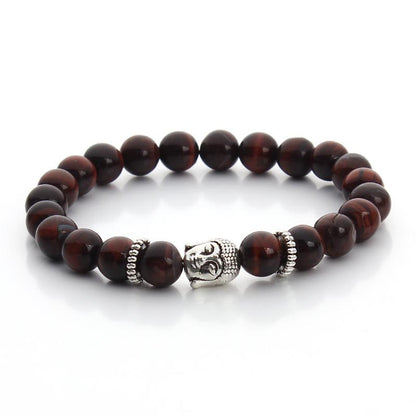 Bracelet Bouddha oeil de taureau Afrique du Sud À (boules 8mm) - La Boite à Cailloux