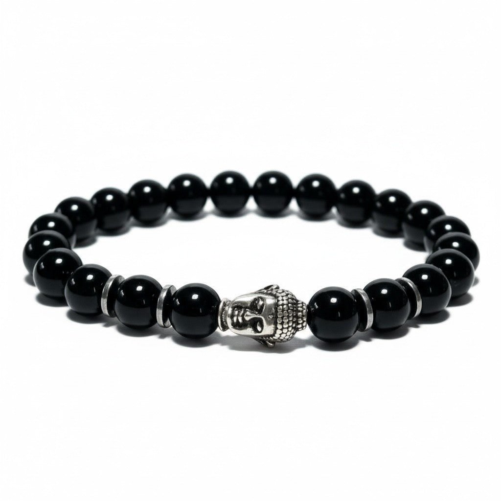 Bracelet bouddha onyx Brésil A (boules 7 - 8mm) - La Boite à Cailloux