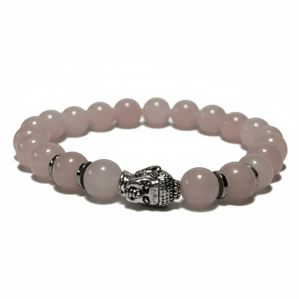 Bracelet bouddha quartz rose Brésil A (boules 7 - 8mm) - La Boite à Cailloux