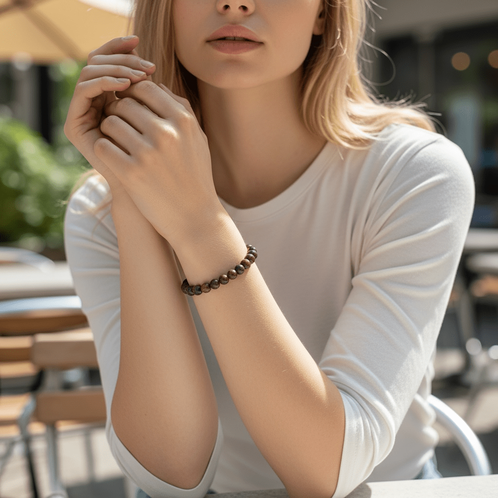 Bracelet bronzite Brésil A (boules 5 - 6mm) - La Boite à Cailloux