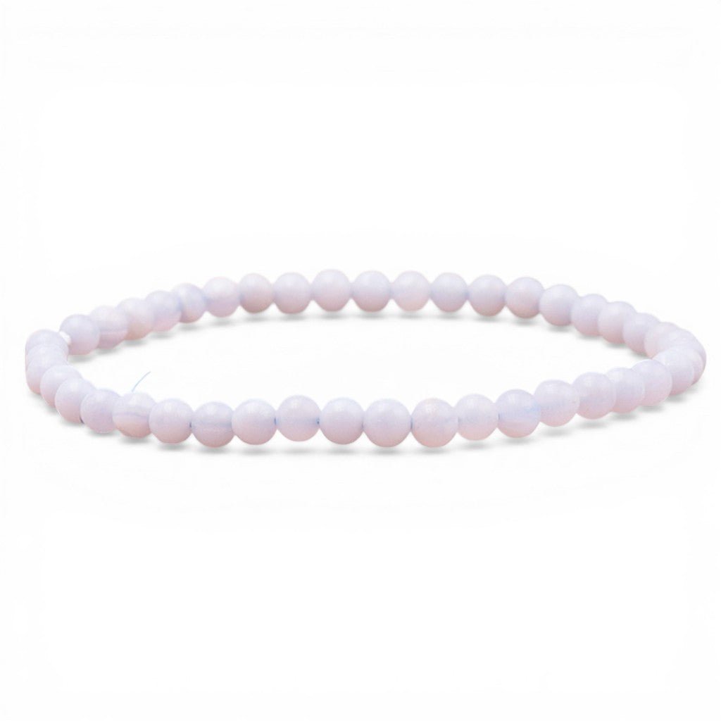 Bracelet calcédoine bleue Namibie A (boules 3 - 4mm) - La Boite à Cailloux